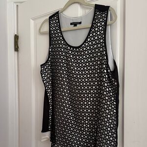 Zac & Rachel Black Mesh Overlay Tank with White Underlayer